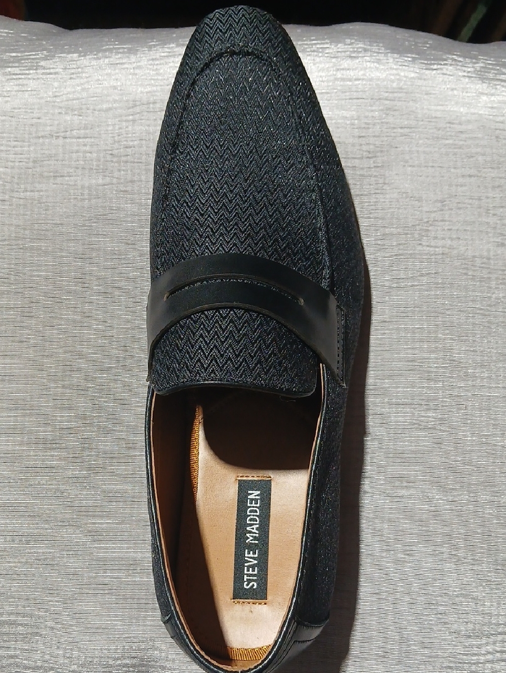 Steve Madden Men’s Black Herringbone Penny Loafers